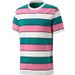 Men's Clothing Short Sleeved Striped Print Youth Casual T Shirt Polyester Round Neck Top_viptrois.com