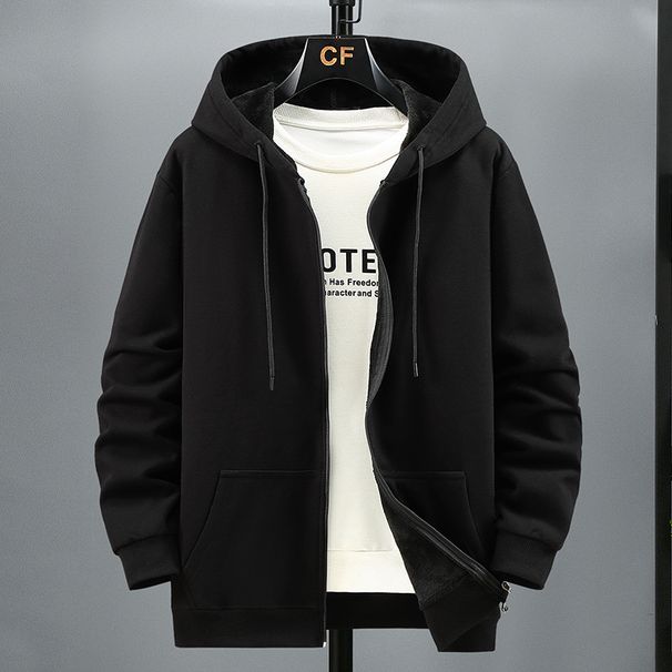Fleece Hooded Cardigan Men's Autumn And Winter New Trendy Fashion Jacket Fattened And Enlarged Large Size Loose_viptrois.com