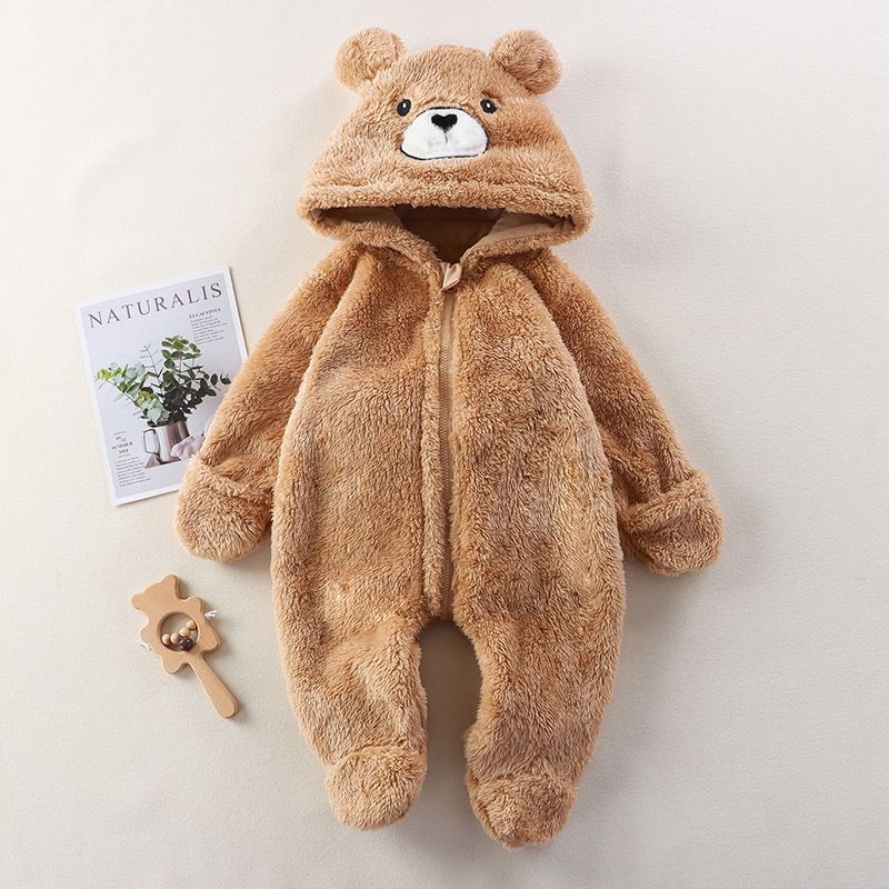 Mother & Kids Adorable Animal-Themed Baby Fleece Jumpsuit – Panda, Bunny & Bear Designs – Cozy Winter & Fall Outfit For Newborns (0-12 Months)_viptrois.com