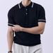 Men's Business Casual Polo Shirt - Gentleman Contrast Color Lapel Design | All-Match Summer Comfort | Breathable Short Sleeve Knitwear_viptrois.com
