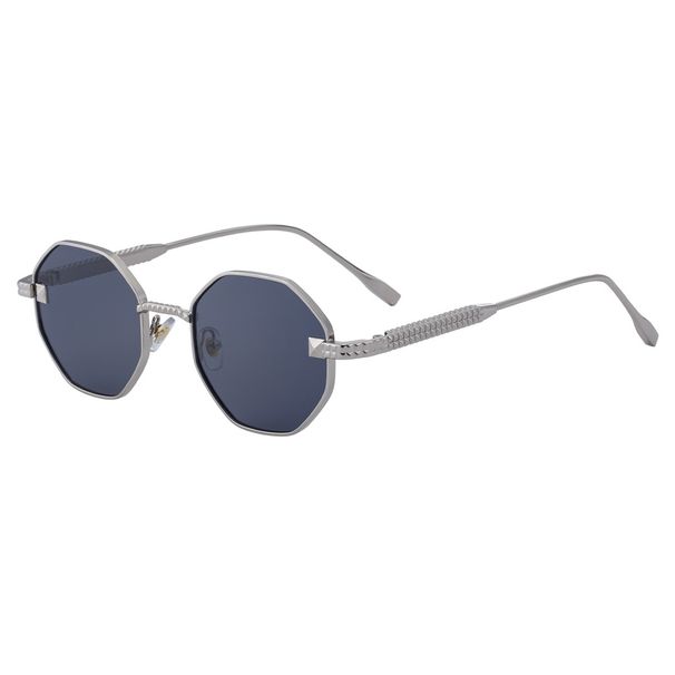 New Fashion Polygonal Sunglasses Men's Personalized Metal Temple Sunscreen Sunglasses Men's_viptrois.com