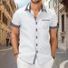 Men's Clothing Foreign Trade Summer New Short Sleeved Men's Shirt Casual Pocket Stitching Contrast Color Top_viptrois.com