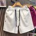 Men's Sporty Casual Breathable Shorts Loose Fitting Three Stripes Solid Color Beach Sweatpants Summer Bottoms_viptrois.com