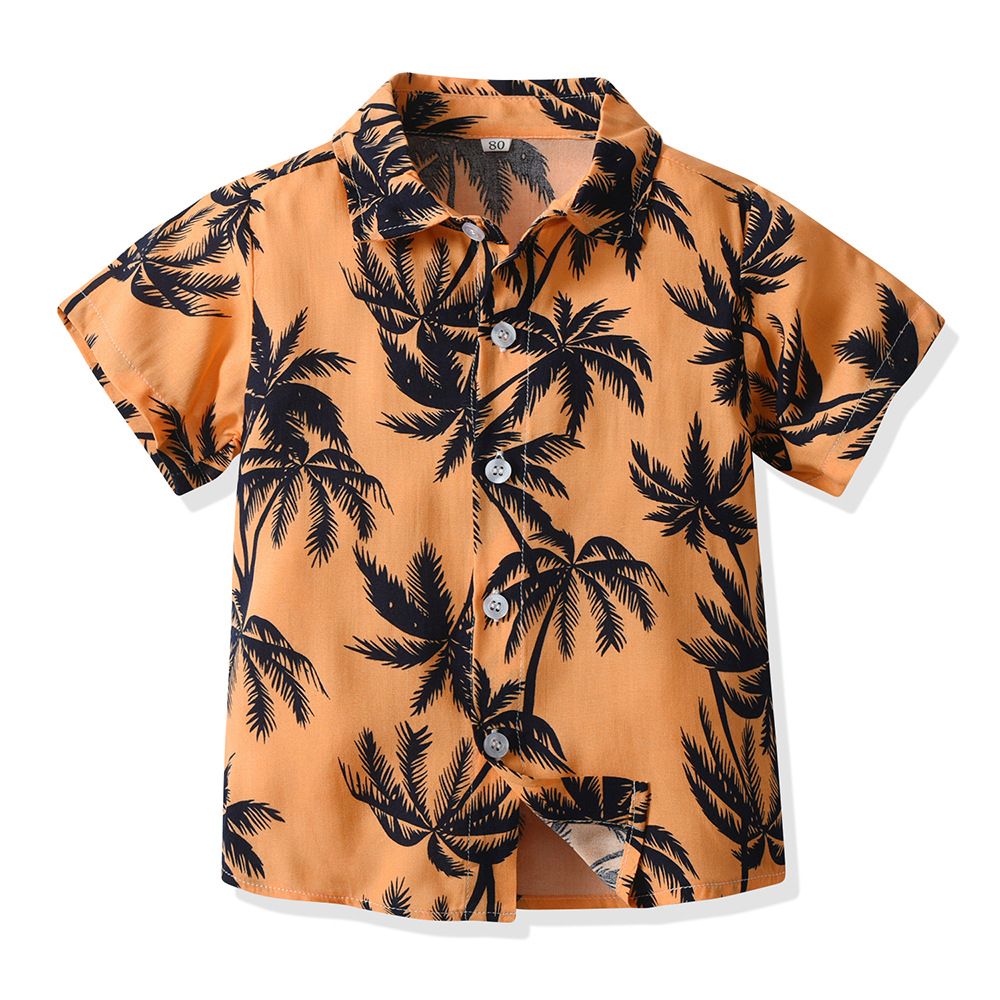 Hawaiian Shirt Multi Color Children's Lapel Trendy Cardigan Beach Hair Holiday Short Sleeved Flower Top Casual Jacket_viptrois.com
