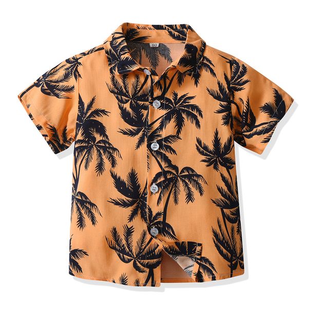 Hawaiian Shirt Multi Color Children's Lapel Trendy Cardigan Beach Hair Holiday Short Sleeved Flower Top Casual Jacket_viptrois.com