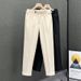 Men's Casual Straight Leg Pants - Lightweight Polyester Work Trousers With Elastic Waist, Wrinkle-Free & Breathable For Everyday Wear_viptrois.com