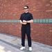 Men's Clothing Casual Short Sleeve Shirt & Pants Set - Lightweight Polyester, Breathable Summer Outfit - Black/White/Sky Blue/Pink (S-XXXL)_viptrois.com