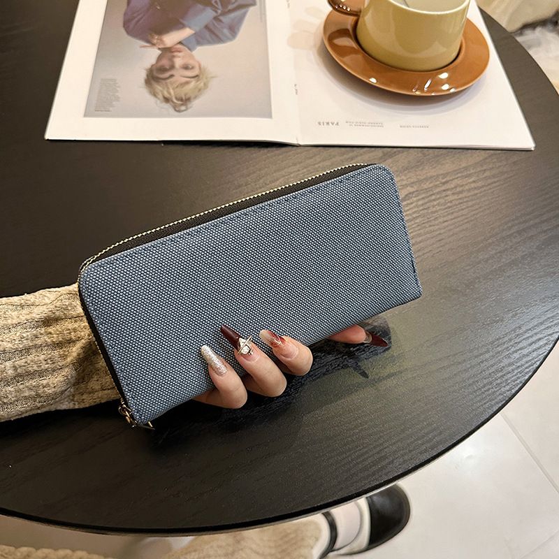 Women’s Bags Manufacturers Canvas Wallet Women's Long Simple Zipper Clutch Large Capacity Handbag Mobile Phone Bag Trendy_viptrois.com
