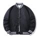 Men's Vintage Bomber Jacket - Solid Color Casual Pilot Coat With Zip Details, Lightweight Nylon Baseball Style Loose Fit Jacket For Autumn_viptrois.com