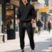 Men's Fleece-Lined Tracksuit Set – Stand Collar Zip-Up Hoodie & Jogger Pants(Camel/Maroon/Charcoal/White/Black/Light Gray/Red/Beige, S-XXXL)_viptrois.com