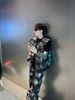 Men's Clothing Denim Niche Suit Design Shoulder Pad Vest Jacket Loose Straight Jeans Two_viptrois.com