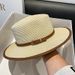 British Flat Top Fashion Belt Decoration Women's Summer Beach Travel Protection Straw Weaving Sun Hat_viptrois.com