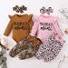 Kid's Clothing Baby Suits, Spring And Autumn Ribbed Long Sleeved Tight Romper With Leopard Print Pants_viptrois.com