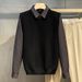Autumn Winter British Style Patchwork Shirt Collar Two-Piece Knitted Men's Slim Fit Casual Sweater Retro Korean_viptrois.com