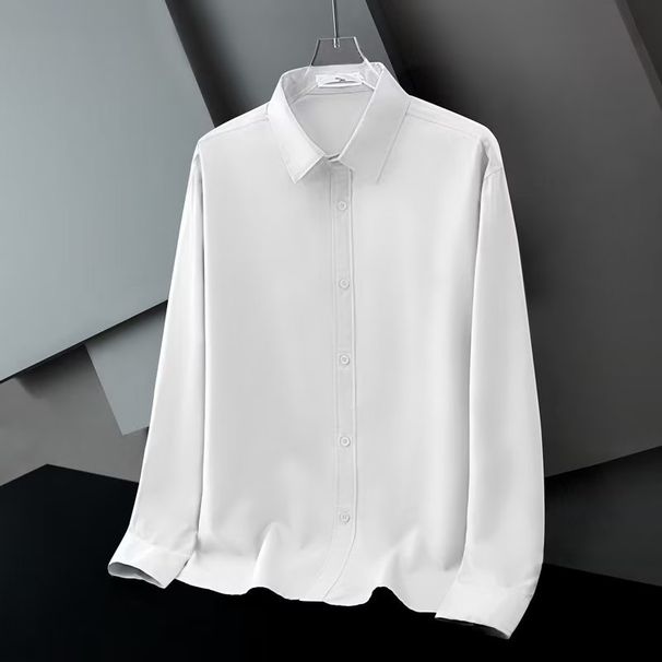 Men's Clothing Spring And Summer Men's Solid Color Shirts Loose Business Casual Youth Tops Handsome Thin Long Sleeved Shirt Jacket Trendy_viptrois.com