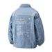 Men's Clothing Ripped Printed Denim Jacket Men's 2025 Autumn New Pink Shirt Top Trendy Letter Lapel Men's Jacket_viptrois.com