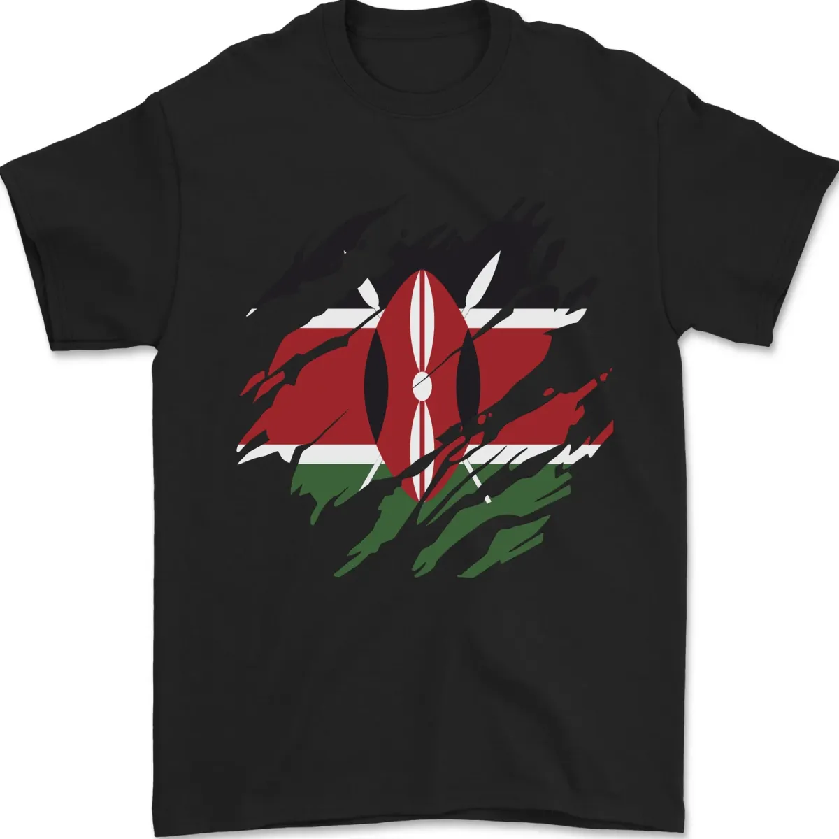 Torn Kenya Flag Kenyan Day Football Mens T-Shirt Mens Womens Tees Top 100% Cotton_viptrois.com
