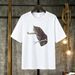 Men's Summer Casual Fashion Short Sleeve T Shirt, American Minimalist "Office Cat" Versatile White T Shirt_viptrois.com