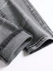 Men's Stretch Denim Jeans, Streetwear, Tearing Patchwork Holes, Torn Denim, Elastic Waist, Leisure Pants, Narrow Fit, Straight Pants_viptrois.com