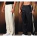 men's sports pants Black white ribbon splicing casual striped embroidered street fitness youth straight leg_viptrois.com