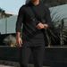 Men's Casual Suit Outdoor Long Sleeve Hooded Pants Set Solid Color Waffle Pattern_viptrois.com