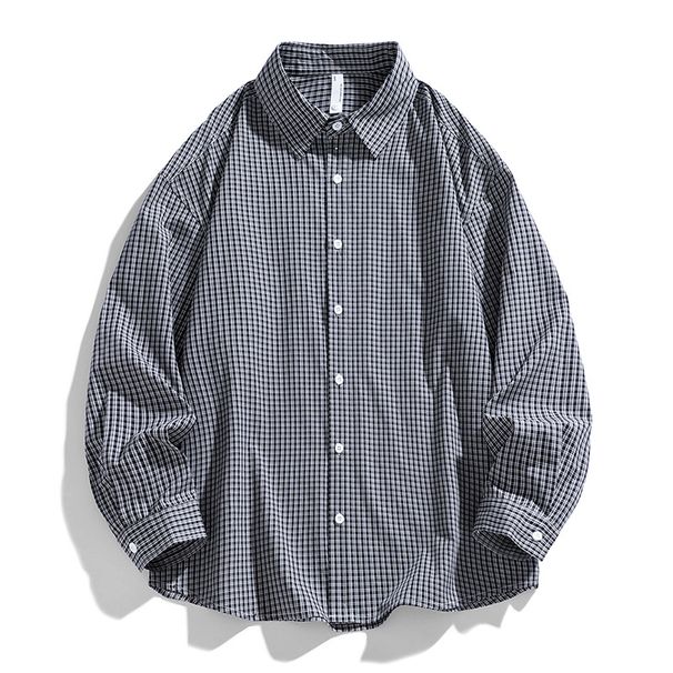2025 Spring Autumn New Men's Checkered Shirt Casual Long Sleeve Outer Design Feel Loose And Versatile Coat_viptrois.com