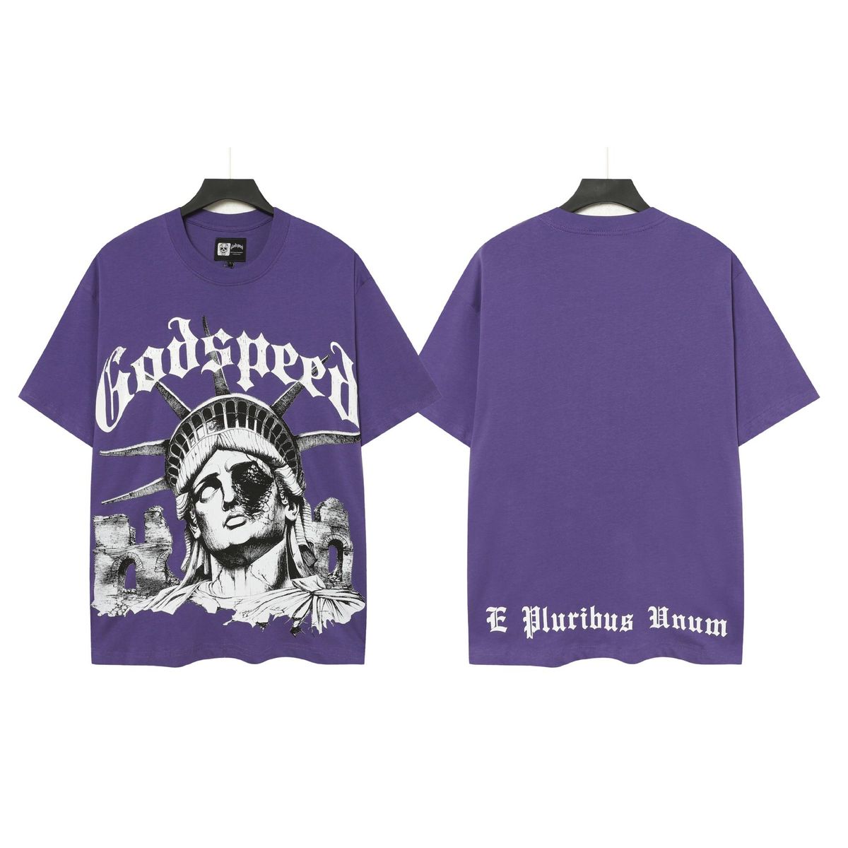2026 American Fashion High Skull Rock Band Washed Loose Short-sleeve T-shirt Street Print_viptrois.com