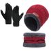 Men's knit hat three-piece plus pile hat Women's scarf Touch screen gloves Winter warm suit_viptrois.com