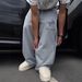 Men's Casual Embroidered Streetwear Pants - Loose Fit Straight Leg Summer Trousers With Unique Design Comfortable & Stylish For Teens & Young Adults_viptrois.com