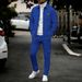Men's Waffle-Knit Workwear Set - Solid Color Button-Up Shirt Jacket With Utility Pants, Casual Lounge & Streetwear Outfit_viptrois.com
