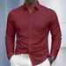Classic Fit Men's Casual Shirt Long Sleeve Button Down Collar Solid Color Comfort Stretch Fabric For Daily Wear & Business Casual_viptrois.com