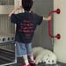 Heitaoqi 2025 New Summer Boys Korean Style Handsome Stir Fried Color Hole Short Sleeved T Shirt Children's Summer Clothes_viptrois.com
