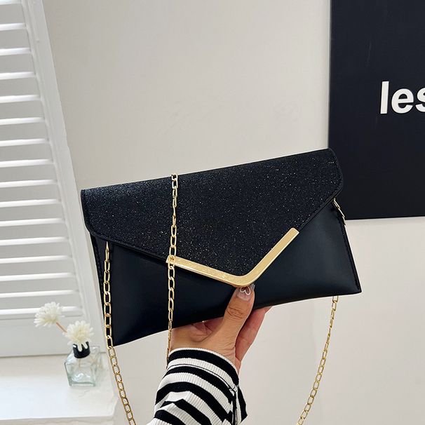 Women's Clutches Bags Fashionable Glitter Dinner Bag, V-shaped Sequined Pie Clutch Bag, Chain Single-shoulder Crossbody Bag_viptrois.com