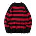 Men's Clothing Jacquard Hole Hollow Round Neck Sweater Men's Street Loose Long Sleeved Knitted Pullover Sweater_viptrois.com