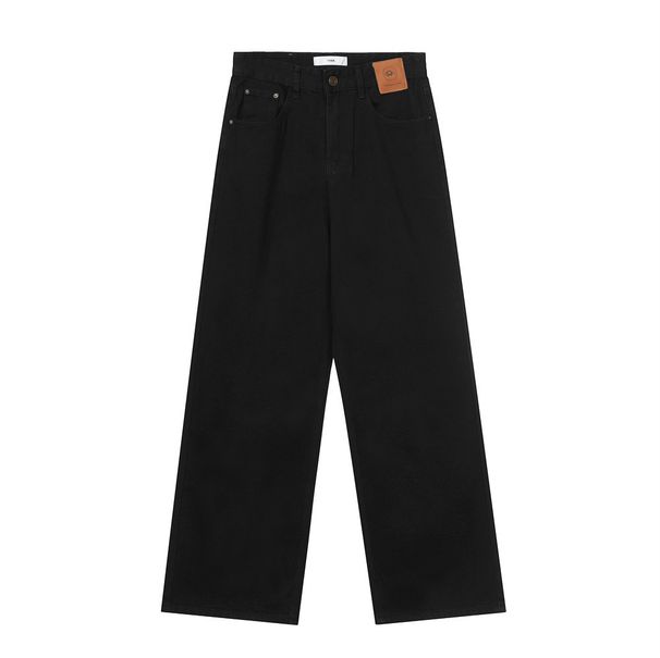 Wide-Leg Jeans Men's Trendy Brand Vibe American Loose Solid Color Simple Style Casual Dad Straight-Leg Long Pants_viptrois.com