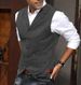 Men's Wool Blend Waistcoat – Slim Fit British Herringbone Vest With Notched Lapel (M-3XL, Acrylic-Wool, Business Casual, Black/Navy/Charcoal)_viptrois.com
