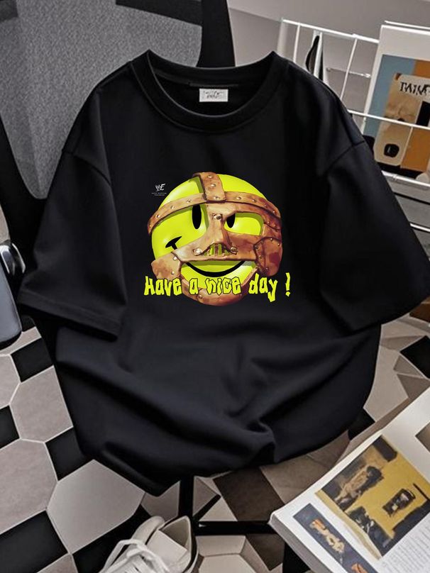 Mick Foley Mankind HAVE A NICE DAY WWF VINTAGE T-Shirt Size LARGE Unisex Casual Homme Breathable Stretched Summer Soft Comfortable Fashion Stylish_viptrois.com