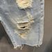 Men's Clothing Ripped Denim Shorts Light Color Shorts Trendy Loose Raw Edge Mid Length Pants Breeches Beggar Pants_viptrois.com