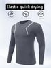 Men's Compression Long Sleeve Workout Shirt – Moisture-Wicking Polyester-Spandex Blend For Running & Gym (Black/Grey/Navy, XS-XXL EU/US Sizing)_viptrois.com