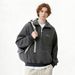 Vintage Stripe Heavyweight Crewneck Sweatshirt – Oversized Unisex Pullover With Split-Zip & Stand Collar (M-XXL, 94% Polyester/6% Spandex)_viptrois.com