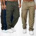 Men's Clothing Multi Pocket Casual Straight Loose Solid Color Workwear Sports Fitness Trousers_viptrois.com