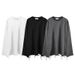 Streetwear Distressed Hem Long Sleeve T-Shirt For Men - Oversized Hip-Hop Style Solid Color Layering Tee With Raw Edge Detail_viptrois.com