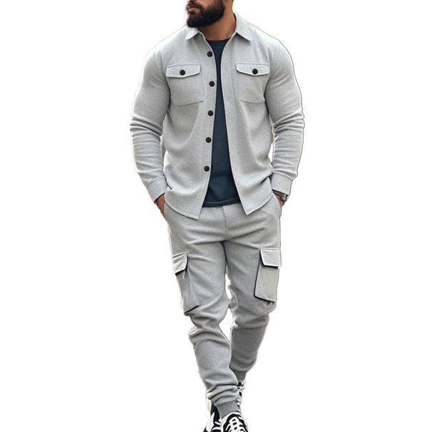 Men's Clothing Men's Fleece Tactical Hunting Jacket Set With Stand Collar - Outdoor Workwear Two-Piece Suit, Loose Fit, Warm & Comfortable_viptrois.com