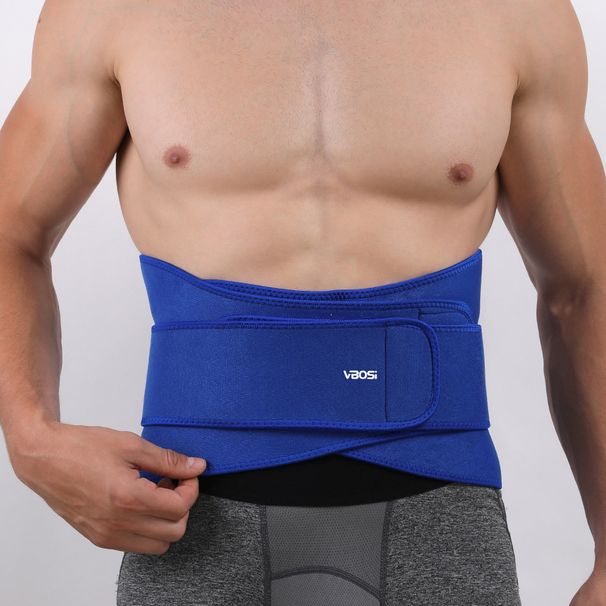 VBOSI Adjustable Waist Support Belt For Sports & Fitness - Breathable Neoprene Back Brace For Weightlifting, Basketball, Running (Blue/Black/Khaki)_viptrois.com