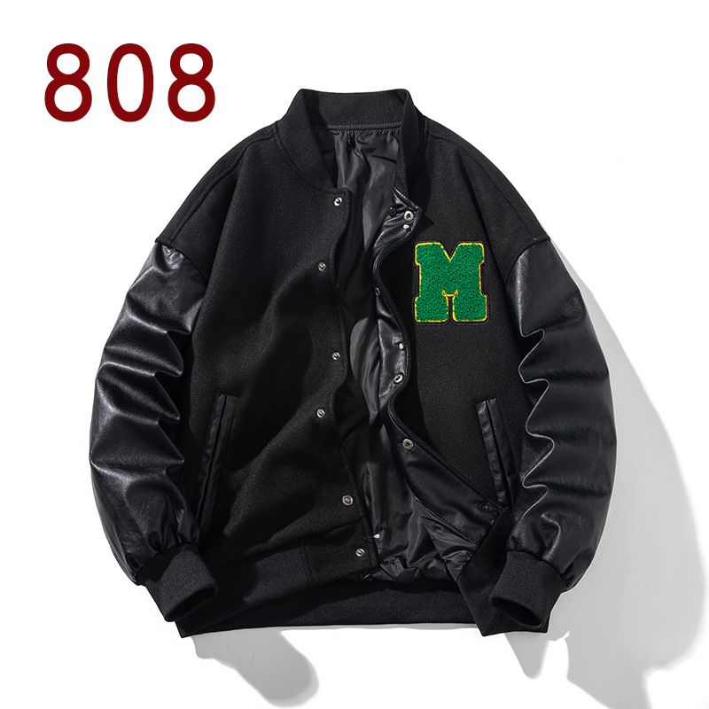 Men's Clothing High Street Woolen Leather Jacket For Men Couple Embroidered Flight Suit BF Style Vintage Baseball Jacket Trendy_viptrois.com