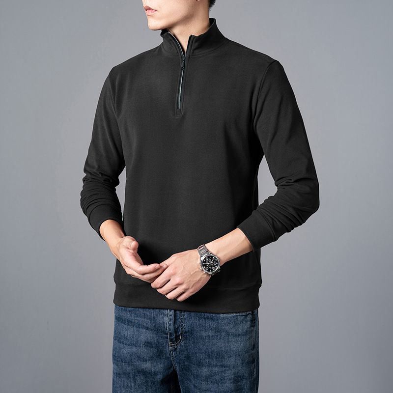 Men’s Half-Zip Dralon® Sweatshirt – Retro Pullover With Stand Collar (Black/Charcoal/Wine Red, M-8XL) | Winter-Ready Without Bulk_viptrois.com