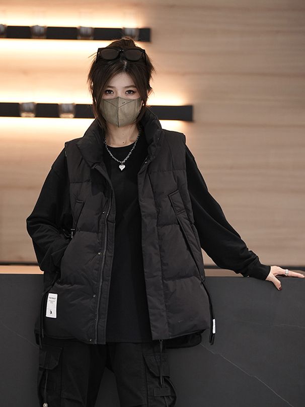 Men's Clothing Winter Workwear Waistcoat Vest Jacket For Men And Women, Same Style Loose Sleeveless Warm Trendy Brand Thickened Vest Couple Outfit_viptrois.com