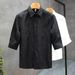 Business Casual Men's Cardigan Shirt Three Quarter Sleeve Wrinkle Free Outdoor Fashion Summer Style American Design_viptrois.com