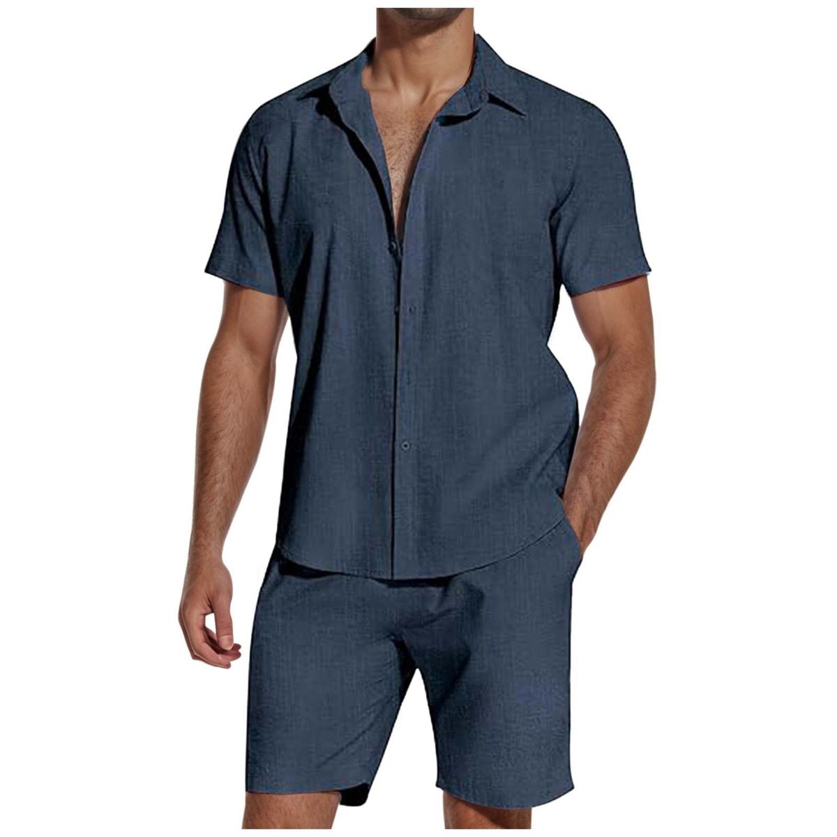 Men's Clothing Suit Short Sleeve Lapel Shirt Men_viptrois.com