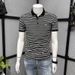 2025d Striped Polo Shirt Men Short Sleeve T-Shirt Summer Solid Color New Casual Round Neck Trendy Brand Versatile Slim Fit_viptrois.com